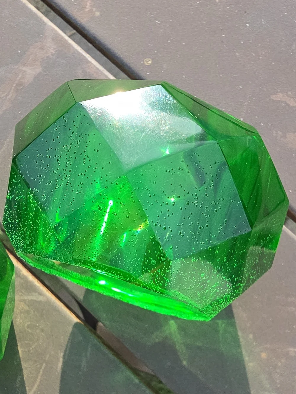 Faceted Green Glass Decorative Candle Voltives - Emerald Accent.